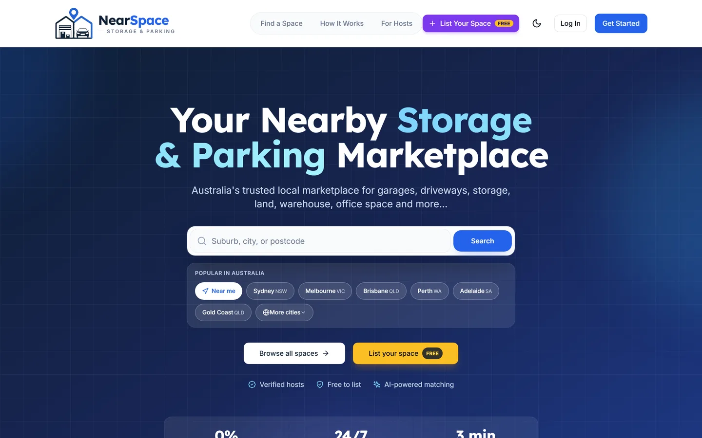 Near Space — screenshot of the live product