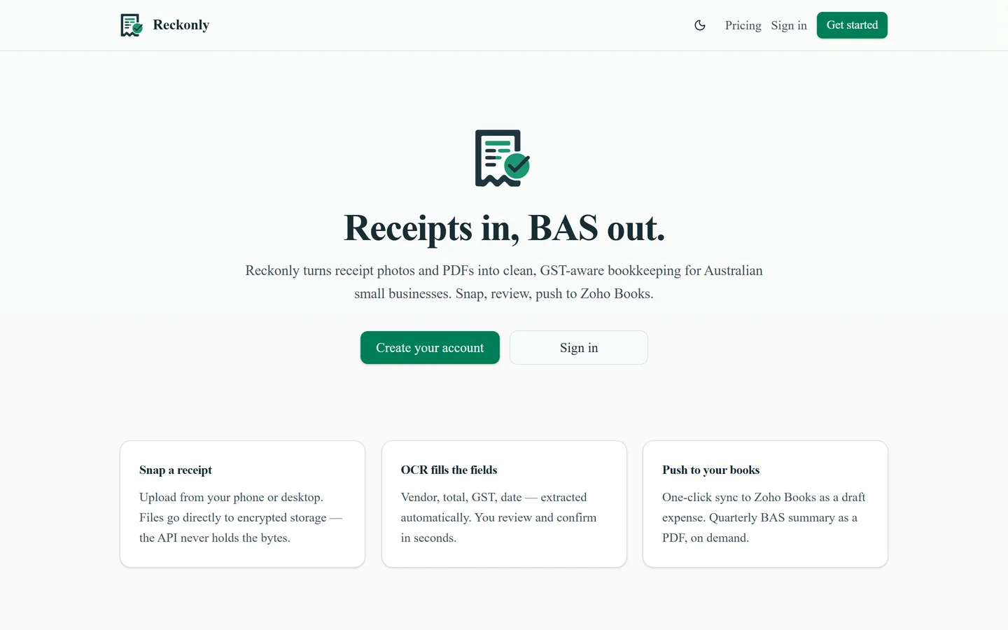 Reckonly — screenshot of the live product